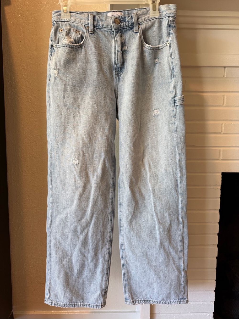 Pistola Dylan Distressed Carpenter Jeans Light Wash Size 27 Wide Leg